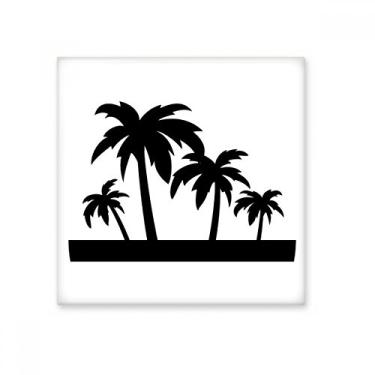 Imagem de Pedra adorna de tijolo vitrificado de cerâmica com contorno de coqueiro, planta preta