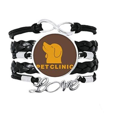 Imagem de OFFbb-USA Pet Clinic Filhote de cachorro Art Deco presente pulseira moderna acessório amor pulseira de couro torcido para presente