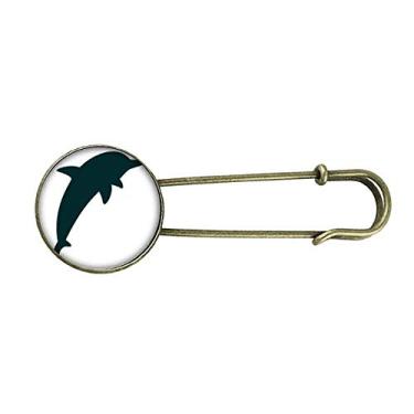 Imagem de Broche de metal retrô de golfinho Blue Ocean Streamline, Broche para Roupa