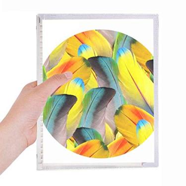Imagem de Caderno de folhas soltas com flores coloridas e penas, diário recarregável, papelaria
