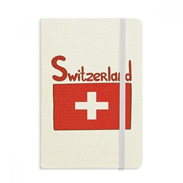 Imagem de Caderno com estampa vermelha da bandeira nacional da Suíça, capa dura em tecido, diário clássico