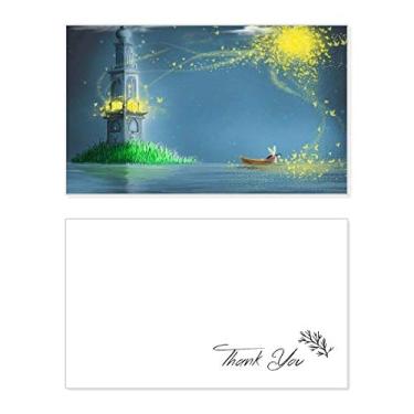 Imagem de Silent Night Lighthouse Fada Pintura Fuying Cartão de agradecimento Papel Aniversário Saudações Casamento Agradecimento
