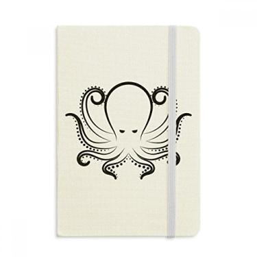 Imagem de Caderno com estampa de vida marinha polvo branco preto oficial de tecido capa dura diário clássico