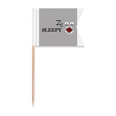 Imagem de Sinalizadores de palitos sonolentos com emoção cinza cansada para bolo de festa com placa de queijo