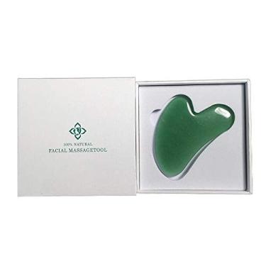 Imagem de Gua Sha Ferramenta de Massagem Facial Roller, Placa de Quartzo Verde Rosa Pedra Jade Quartzo Face Corpo Pescoço Cuidados com a Pele Rejuvenesce Raspagem Anti-Idade Tratamento Terapêutico Spa Ferramenta de Beleza com Caixa de Presente (Verde)