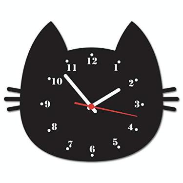 Imagem de Beek Geek's Stuff Relógio De Parede 30x30cm, modelo Gato Bigode, Preto