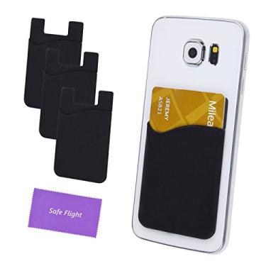 Imagem de Adesivo de carteira de transporte de ID de crédito para celulares - 3 peças, 3x Black, 3 Pieces