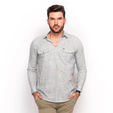 Imagem de Bata Teodoro Masculina Manga Longa Bolsos Casual