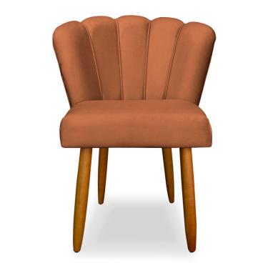 Imagem de Cadeira de Jantar Pétala Estofada Pés Palito Veludo Terracota - Montanaris Decor