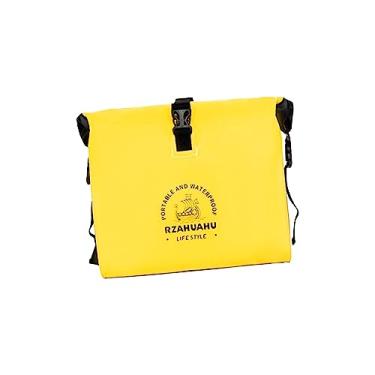 Imagem de Alforje de bicicleta Saco de bagagem de motocicleta Couro PU Ajustável 9L Alforges Banco traseiro Bolsas laterais Fácil instalação Acessórios de, AMARELO