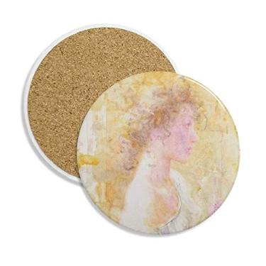Imagem de Porta-copos de cerâmica com pintura a óleo XJJ Rose In Wind Porta-copos com pedra absorvente para bebidas presente 2 peças