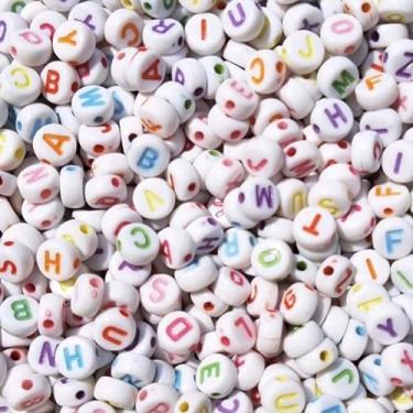 Imagem de Aprox 4000 Miçangas de Letras do Alfabeto Atacado Branca e Colorida 500g