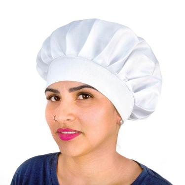 Imagem de Touca De Cetim Anti Frizz Com Faixa Dormir Conforto Branca