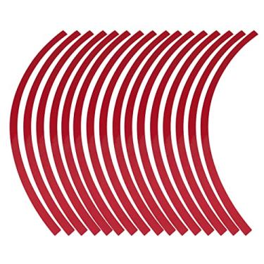 Imagem de Ymiko Adesivo de decalque de listra de borda de roda reflexiva universal adesivo de fita adesiva de risca de giz para carro motocicleta filme de decoração para aro de 16-19 polegadas (vermelho)