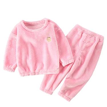 Imagem de Camiseta de flanela de lã de flanela com estampa de urso de manga comprida para meninos e meninas para bebês, rosa, 6-12 Meses