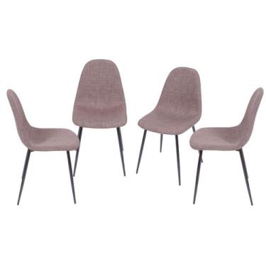 Imagem de Kit 4 Cadeiras Sala De Jantar Charla Marrom Base Cor Preta - Or Design
