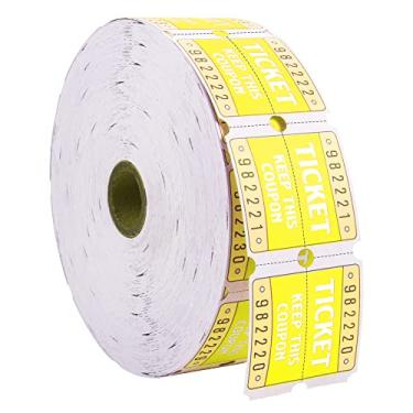 Imagem de L LIKED Bilhetes de rifa com rolo duplo 2000 bilhetes numerados consecutivamente 50/50 bilhetes de rifa para desenho de prêmios de festa de eventos, palcos perfurados (amarelo fácil leitura)