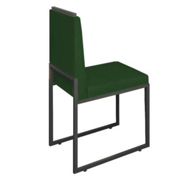 Imagem de Cadeira Reforçada Para Mesa De Jantar Base Preta Verde - Straso