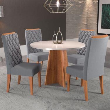 Imagem de Mesa de Jantar 4 Lugares Disney Blonde/Veludo Cinza - Panorama Móveis