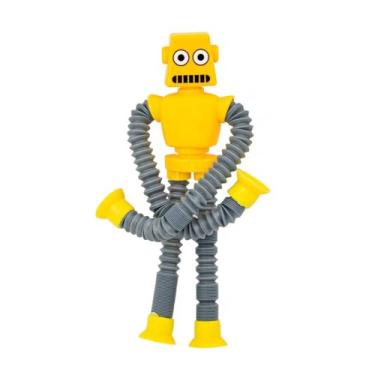 Imagem de 1 Pc Brinquedo Infantil Divertido Colorido Robô Pop It Estica Puxa Com Led e Ventosa… (Amarelo)