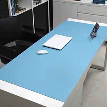 Imagem de Mouse pad antiderrapante multifuncional ergonômico para mesa de jogos para teclado e mouse, almofada grande de couro PU, mouse pad expandido - azul claro 140 x 60 cm (55 x 24 polegadas)
