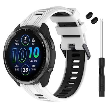 Imagem de TopPerfekt Pulseira compatível com Garmin Forerunner 965, pulseira de silicone macio de substituição para relógio inteligente 965 para mulheres e homens, branca - preta