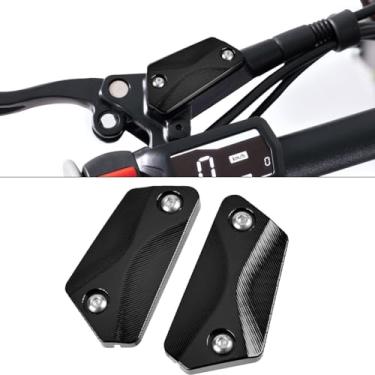 Imagem de Canitu Tampa do reservatório de freio dianteiro, substituição da tampa do reservatório de fluido esquerdo direito de alumínio para motocicleta Sur Ron Light Bee X LBX Segway X260 X160 (preto)