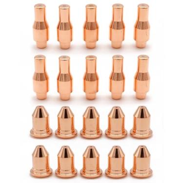 Imagem de Vaphy 10 peças 56576 eletrodo 10 peças 56811 ponta de bocal 45A Fit Harbor Freight titânio 45 cortador IPT-45 maçarico de corte de plasma