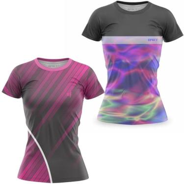 Imagem de Kit 2 Blusa Feminina Academia Estampa Degradê Fit-Feminino