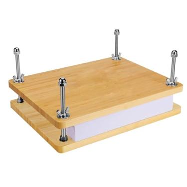 Imagem de Prensa de livros, máquina de prensa de flores de bambu de madeira, kits portáteis de encadernação de livros para encadernação feita à mão, prensa manual de papel (11,6 x 7,9 polegadas - 2 pisos)