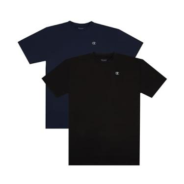 Imagem de Champion Camiseta masculina grande e alta, desempenho ativo, absorção de umidade, pacote com 2, Preto/azul marinho, 4X Tall