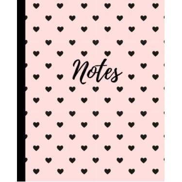 Imagem de Caderno: Papel pautado universitário, 110 páginas, capa rosa com mini corações: diário fofo para meninas, adolescentes e mulheres