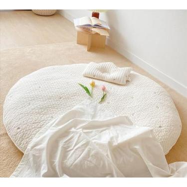 Imagem de Tapete de brinquedo para bebês e crianças, redondo, de algodão, removível, lavável, tapete de engatinhar, tapete para quarto de bebê, tapete para atividades de academia, decoração de quarto de
