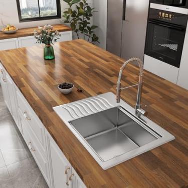 Imagem de YENHOME Papel de contato de bloco de açougueiro 76 cm x 38 cm para bancadas à prova d'água marrom escuro papel de contato descascar e colar para armários e gavetas papel de parede de madeira sintética