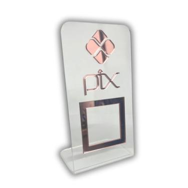 Imagem de Placa Pix QR Code Em Acrílico Cristal COR:Cristal com Rosa