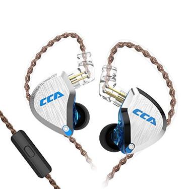 Imagem de Monitores intra-auriculares CCA C12, 5BA+1DD Híbrido HiFi Estéreo Isolamento IEM Fones de ouvido/Fones de ouvido com cabo removível sem emaranhamento 2 pinos para Audiófilo Musical, Dream Blue, With MIC
