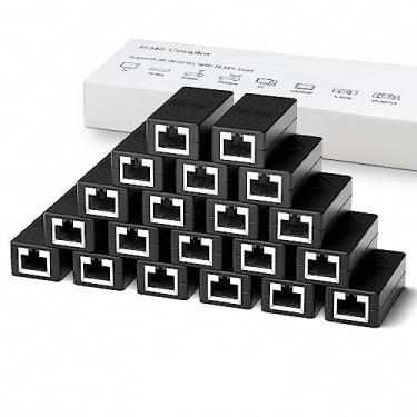 Imagem de Acoplador RJ45, pacote com 2 acopladores em linha para Cat7 Cat6 Cat5e, adaptador extensor de cabo Ethernet 100BASE-TX, Black 20 RJ45 Coupler