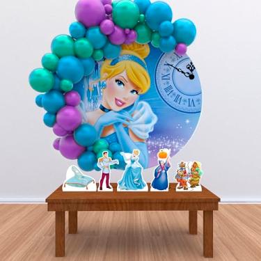 Imagem de Kit Decoração Painel Redondo Festa de Aniversário Infantil Cinderela 2