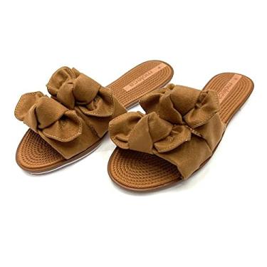 Imagem de AMANCO FEMININO DE USO COMUM SANDALIA DE DEDO SEM SALTO RASTEIRINHA MOLECA TIRAS NÓ LAÇO DUPLO SLIDE CONFORTÁVEL LISO E ESTAMPADO (40)