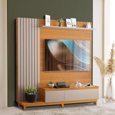 Imagem de Painel Home Ripado 100% Mdf Para Tv De Até 65 Polegadas Freijó Mani Tilas Shop