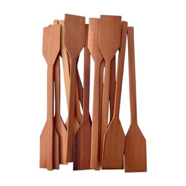 Imagem de Kit 8 espátula de madeira maciça 37cm pá de angu pizza bolos