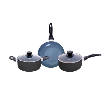 Imagem de jogo de panelas 3 pçs antiaderentes de cerâmica e alumínio - oikos