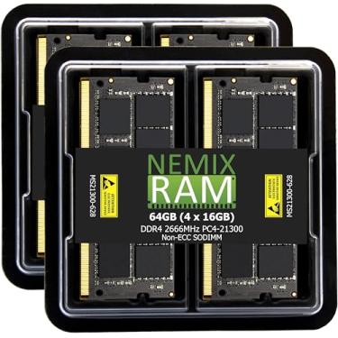 Imagem de Memória de laptop 64 GB (4 x 16 GB) DDR4-2666MHz PC4-21300 2Rx8 1,2 V SODIMM da NEMIX RAM