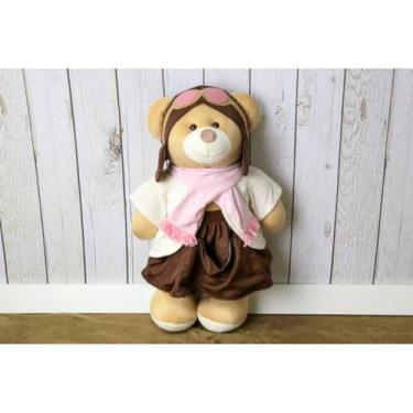 Imagem de PELUCIA PORTA FRALDA URSO AVIADOR CLASSICO 65 CM - ENFEITE QUARTO DO BEBE (ROSA)