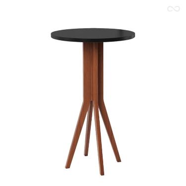 Imagem de Mesa Bistrô Alta Redonda Madri em Madeira Maciça Castanho Tampo Preto CCS