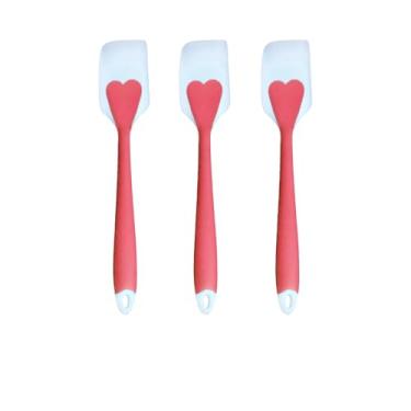Imagem de Kit 3 Espátulas Silicone Cozinha Coração 28cm Reforçada