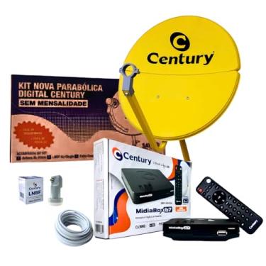 Imagem de Kit Antena KU Bipartida 60CM Amarela + LNBF Simples + Cabo 15M C/Conectores Century