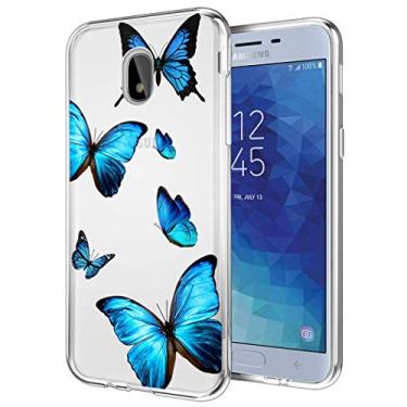 Imagem de Bohefo Capa transparente compatível com Galaxy J3 2018/J3 Star/J3 Achieve/J3 Orbit/J3 Aura/Sol 3 Capa para meninas, linda capa protetora TPU à prova de choque para Samsung Galaxy J3 2018 (borboleta