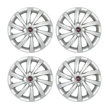 Imagem de Jogo Calota prata Aro 15 Fiat Strada modelo 2021 emblema res - GFM