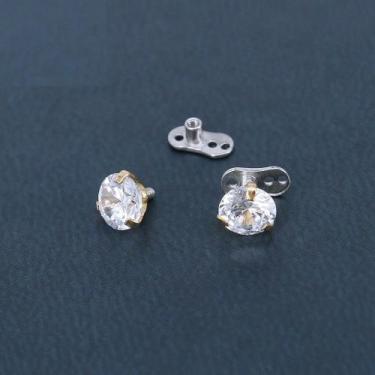 Imagem de Piercing Microdermal Zirconia Pedra Cristal 3mm 4mm 5mm Aço - DeCastro